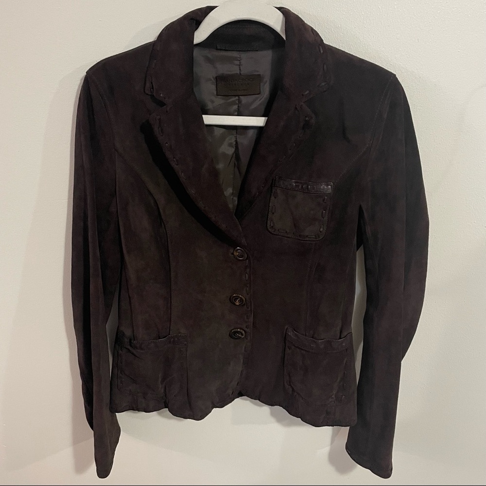Santacroce Firenze made in Italy 100% leather darkbrown W/ pockets vintage M